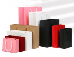 Ready made folding paper bags can add your own logo with MOQ 50 pcs